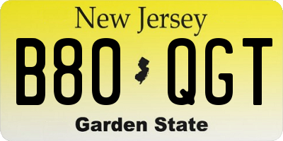 NJ license plate B80QGT