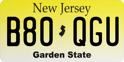 NJ license plate B80QGU