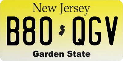 NJ license plate B80QGV