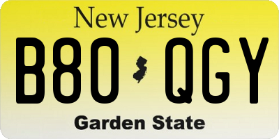 NJ license plate B80QGY