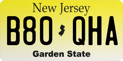 NJ license plate B80QHA
