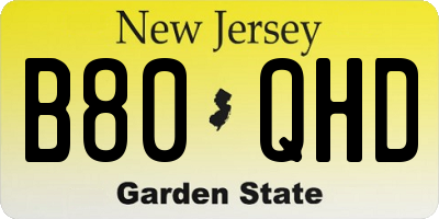 NJ license plate B80QHD