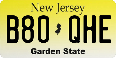 NJ license plate B80QHE