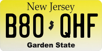 NJ license plate B80QHF