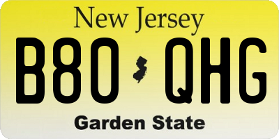 NJ license plate B80QHG