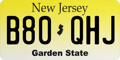 NJ license plate B80QHJ