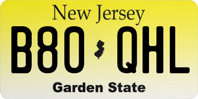 NJ license plate B80QHL