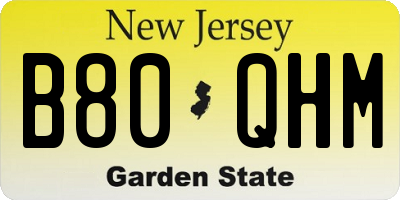NJ license plate B80QHM