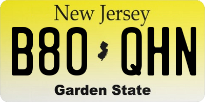 NJ license plate B80QHN