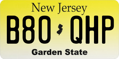 NJ license plate B80QHP