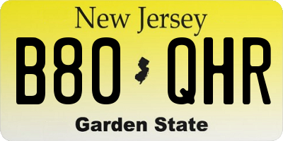 NJ license plate B80QHR