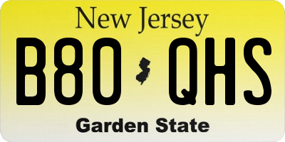 NJ license plate B80QHS