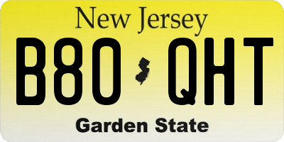 NJ license plate B80QHT