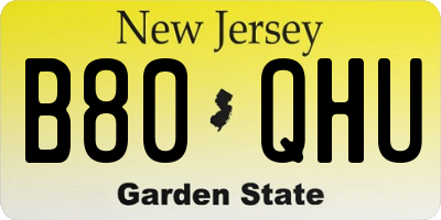 NJ license plate B80QHU