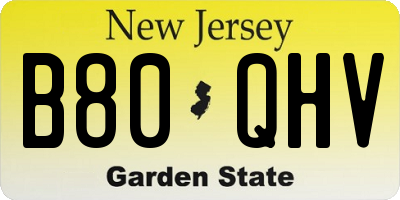 NJ license plate B80QHV