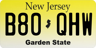 NJ license plate B80QHW