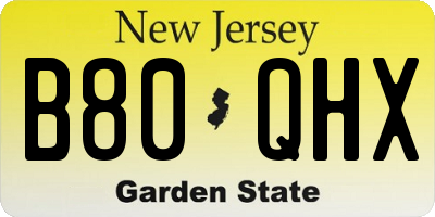 NJ license plate B80QHX