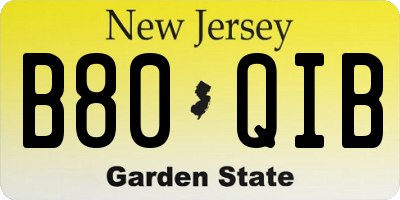 NJ license plate B80QIB