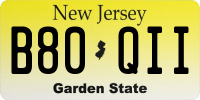 NJ license plate B80QII