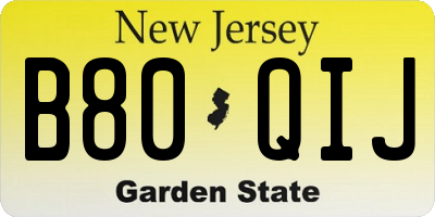 NJ license plate B80QIJ