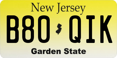 NJ license plate B80QIK