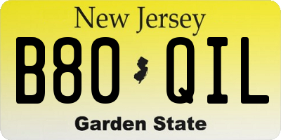 NJ license plate B80QIL