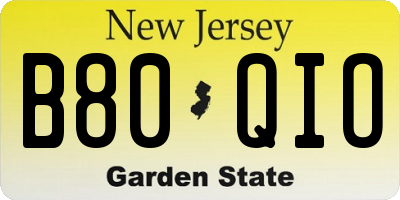 NJ license plate B80QIO