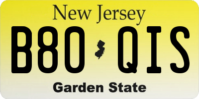 NJ license plate B80QIS