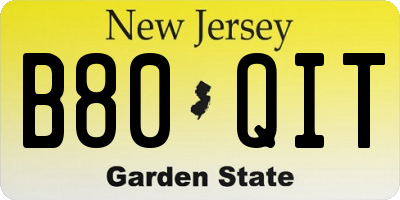 NJ license plate B80QIT