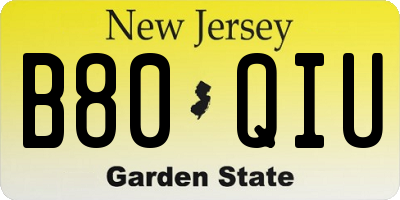 NJ license plate B80QIU