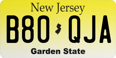NJ license plate B80QJA