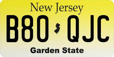 NJ license plate B80QJC