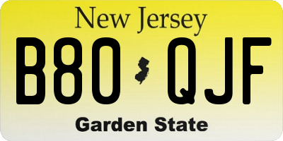 NJ license plate B80QJF