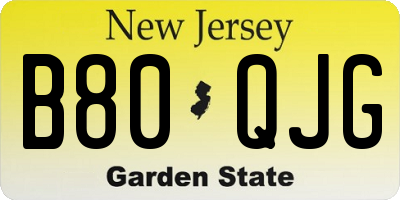NJ license plate B80QJG