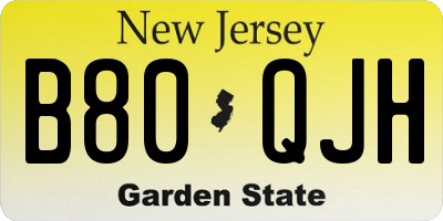 NJ license plate B80QJH