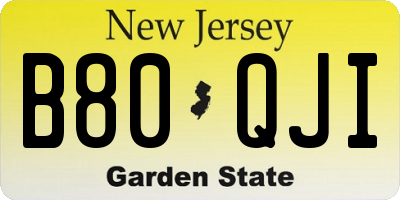 NJ license plate B80QJI