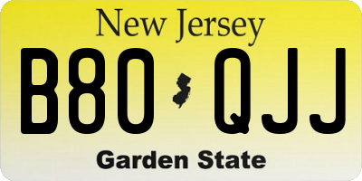 NJ license plate B80QJJ