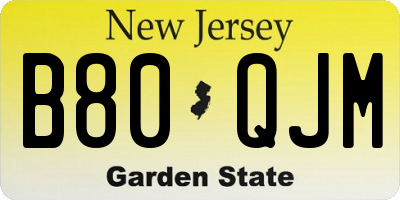 NJ license plate B80QJM