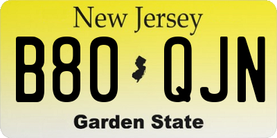 NJ license plate B80QJN
