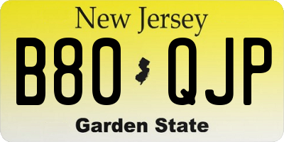 NJ license plate B80QJP
