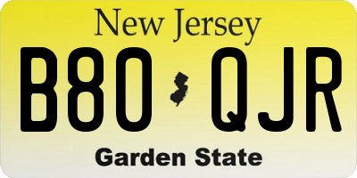 NJ license plate B80QJR