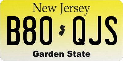 NJ license plate B80QJS