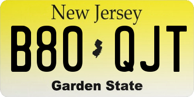 NJ license plate B80QJT