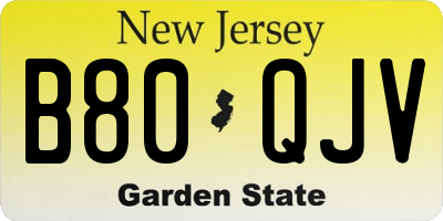 NJ license plate B80QJV