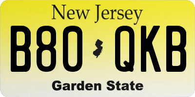 NJ license plate B80QKB