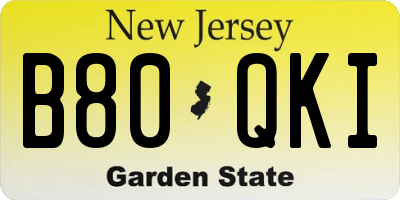 NJ license plate B80QKI