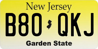 NJ license plate B80QKJ
