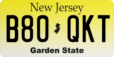 NJ license plate B80QKT