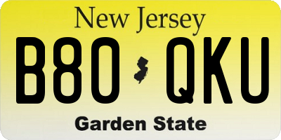 NJ license plate B80QKU