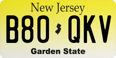 NJ license plate B80QKV